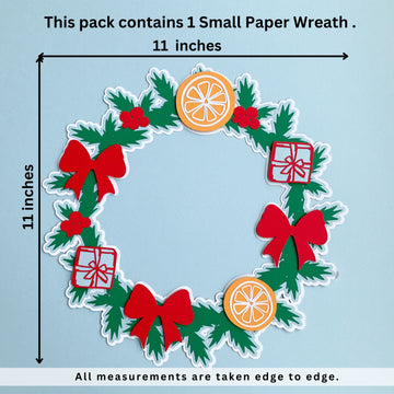 Pinfliers Christmas Small Wreath|Christmas Wreaths for Front Door|Christmas Door Decorations|Christmas Decorations Items for Home|Christmas Wall Hanging|1 Small Paper Wreath,11",Multicolor